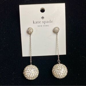 Womens Kate Spade Clear Silver Sparkle Razzle Dazzle Linear Earrings NWT